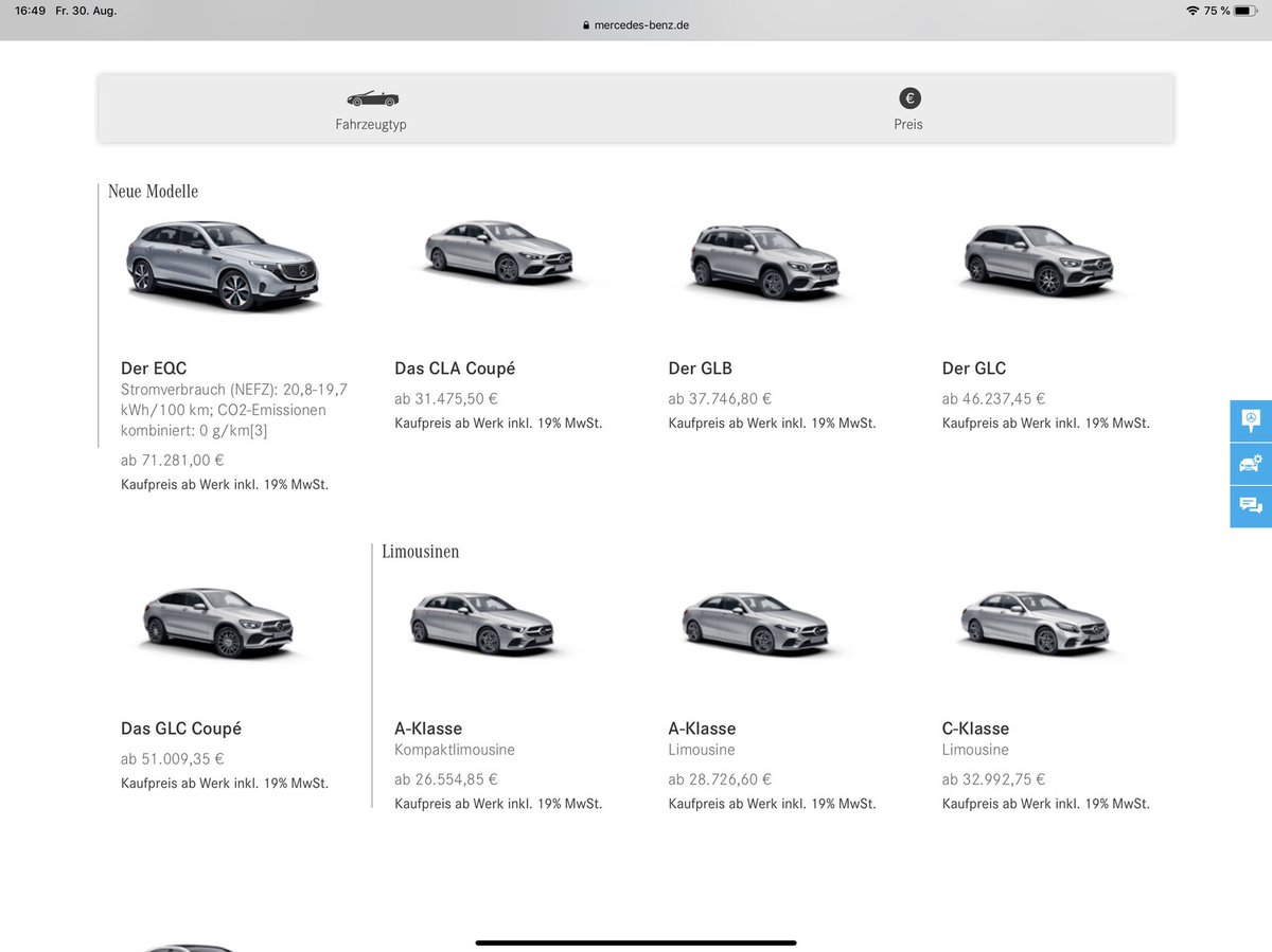 YvC_77's tweet photo. @elektrokarre kurzer #MarketingCheck ... #BEV sind nicht immer präsent auf den Webseiten. Immerhin: bei #VW ist der #ID3 auf der Startseite und #Mercedes listet den EQC als erstes. #BMW listet die i-Reihe hinter der Z-Reihe... https://t.co/Rpz2PTmBG4