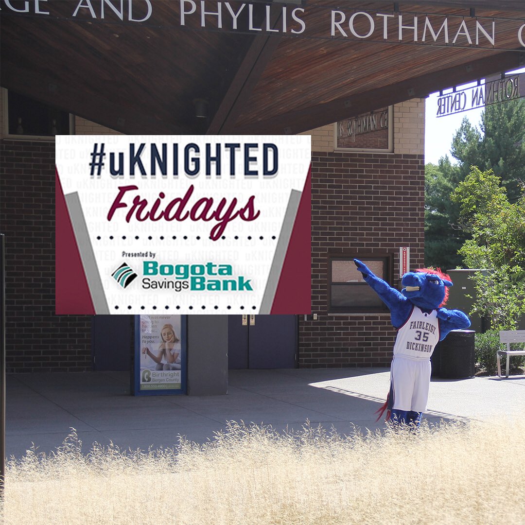 FDUKnights's tweet photo. It’s our first #uKnightedFriday! President Capuano helped kick things off with @FDU_Knightro, be on the lookout for Knightro on campus and wear your Burgundy and Blue gear to win prizes!! #uKnighted @FDUWhatsNew https://t.co/mlTDpCWeqe