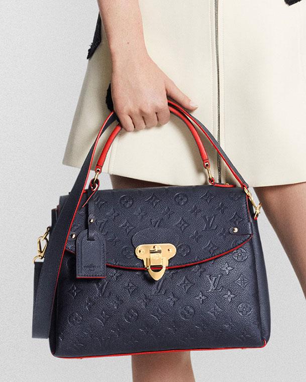 Louis Vuitton Georges Handbag Monogram Empreinte Leather MM Blue 8364156