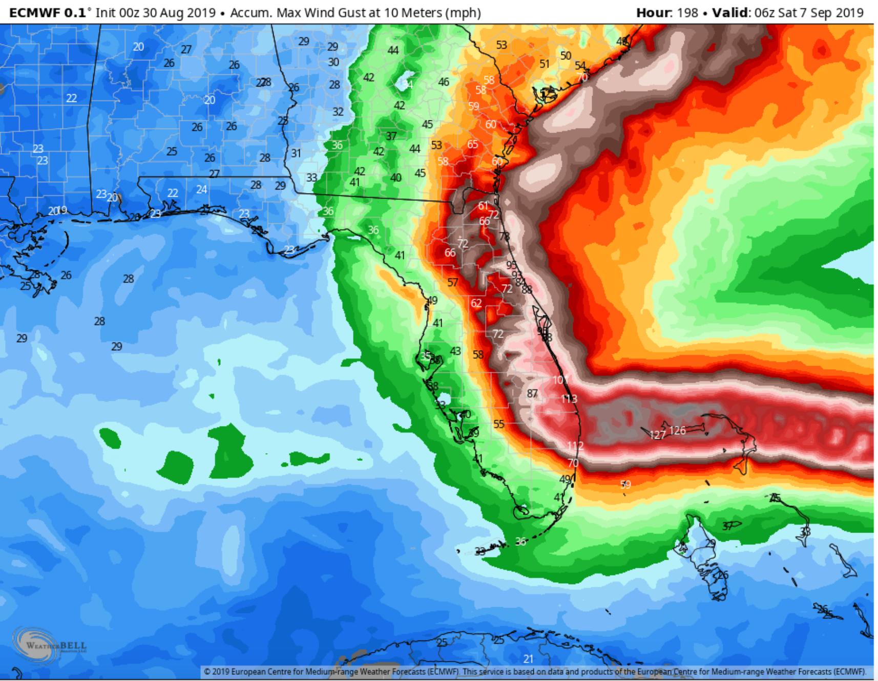 Hurricane Tracker App on Twitter "Here is the forecasted wind gust map