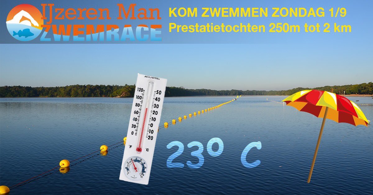 zwemrace's tweet photo. Het wordt lekker weer, dus als je zin hebt: 12.35 starten de recreatieve tochten. Schrijf je in voor 11.30 en zwem 250/500/1000 of zelfs 2000 meter op de officiΓ«le wedstrijdbaan. Kijkers gratis
Tot zondag π!
#Zwemloop, #Zwemrace, #prestatietocht, #IronMan, ##Openwaterzwemmen https://t.co/tqknQOgaCv