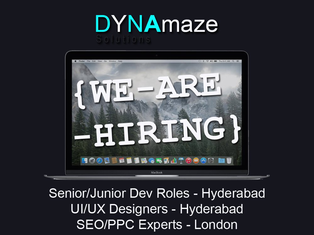 DYNAmazeS's tweet photo. DYNAmaze Solutions are expanding their teams in Hyderabad and London - See job roles here https://t.co/I7amyNidRX #hyderabadjobs #londonjobs #dotnetdeveloper #DYNAmaze https://t.co/AfedmSF3do