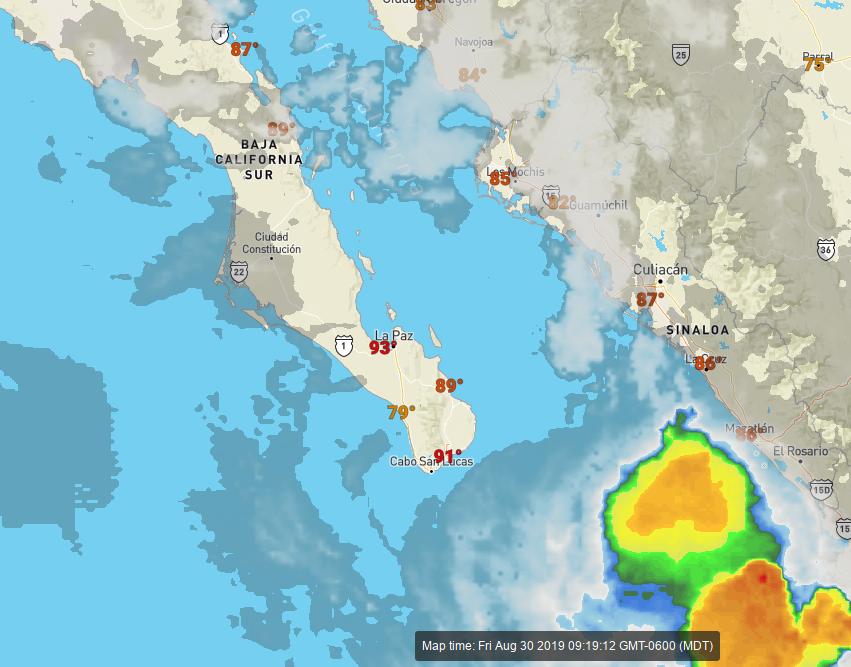 Forecast for today, Friday 30. August 2019. We can look ahead to a sunny day. Peak temperature 36°C around 15:00hr. Winds WSW at 15 to 30 km/h.
facebook.com/BajaWeather/ph…