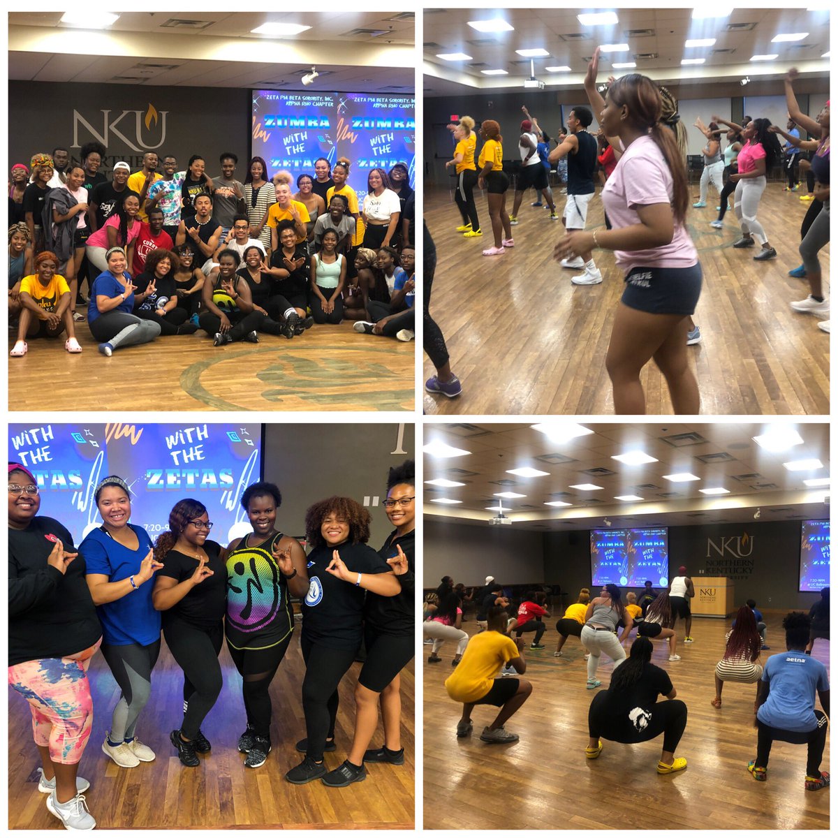 NKU_Zetas's tweet image. Last night at Zumba with the Zetas! We want to thank everyone for coming out, we had such a great time! And shoutout to Soror Jackie Alexander for making us sweat🤗💙🕊 #Zumbafitness #APZetas #FA02 #FA14 #FA17 #SPR19 #ThankYou