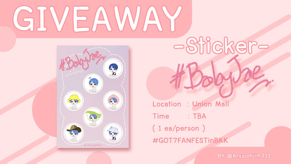 Arszomjim333's tweet photo. 💫- Give Away -💫
🌕Sticker #BabyJae
Location : Union Mall
Time : TBD
#youngjae
#GOT7FANFESTinBKK https://t.co/XsGatJigtz