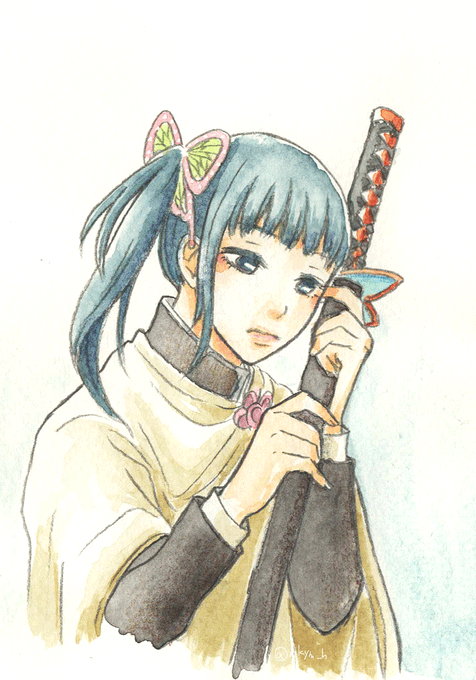 なかやむ🍙1/11▶2号館ち67aさんがTwitterに投稿した栗花落カナヲ(鬼滅の刃)のイラスト。