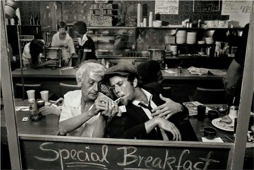 Tom Waits at the  #diner. This was an outtake from the Norman Seeff photoshoot for his 1975 Asylum album Nighthawks At The Diner