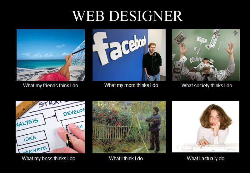 agency_list's tweet photo. What people think web designer do vs what they actually do https://t.co/mJGZOCKkIK