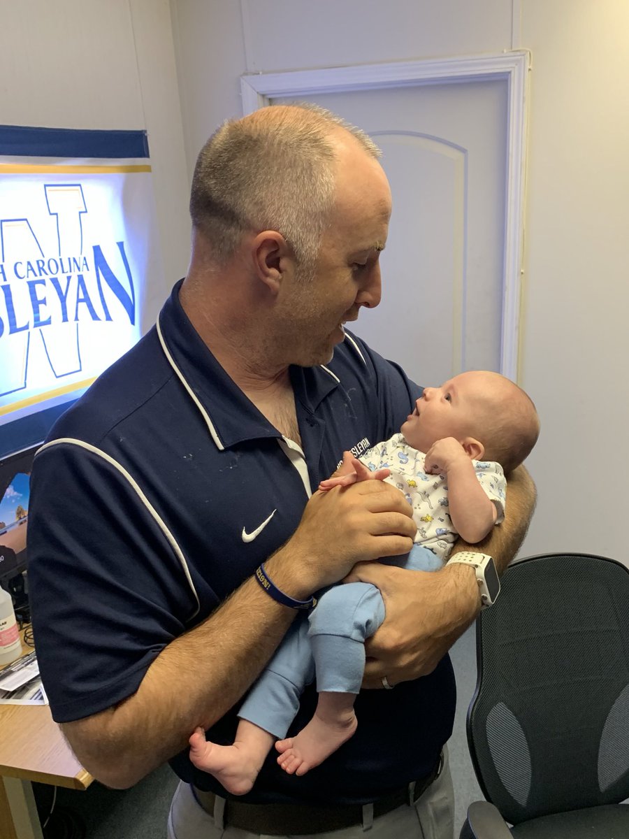NCWesleyanFB's tweet photo. A little extra help in the office today! @CoachMNardo #BishopFamily #AllAboutTheW https://t.co/uzv5JrOJdu