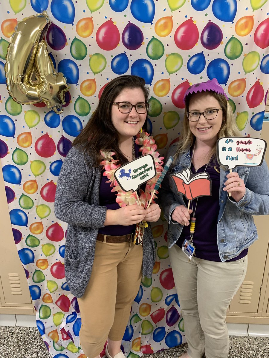 focusedin4th's tweet photo. Mrs. Slater and Ms. Williams are ready for sneak-a-peak. Come check out the photobooth! https://t.co/CThHXf5oIx