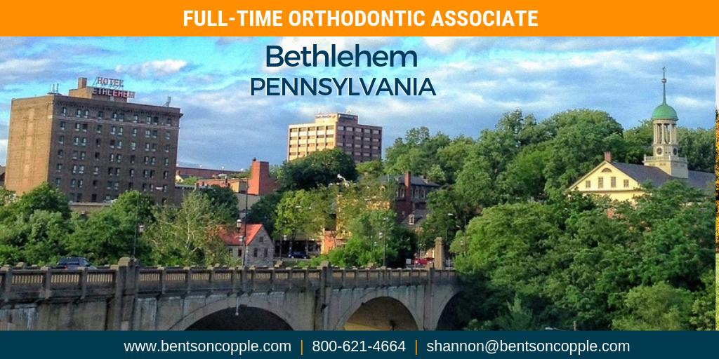 BentsonCopple's tweet photo. An amazing private practice located in Bethlehem, PA is seeking a fun, dynamic, rock-star associate orthodontist to join their team. To learn more about this opportunity, please forward your CV and letter of interest to shannon@bentsoncopple.com. https://t.co/7kVpTiCo2q