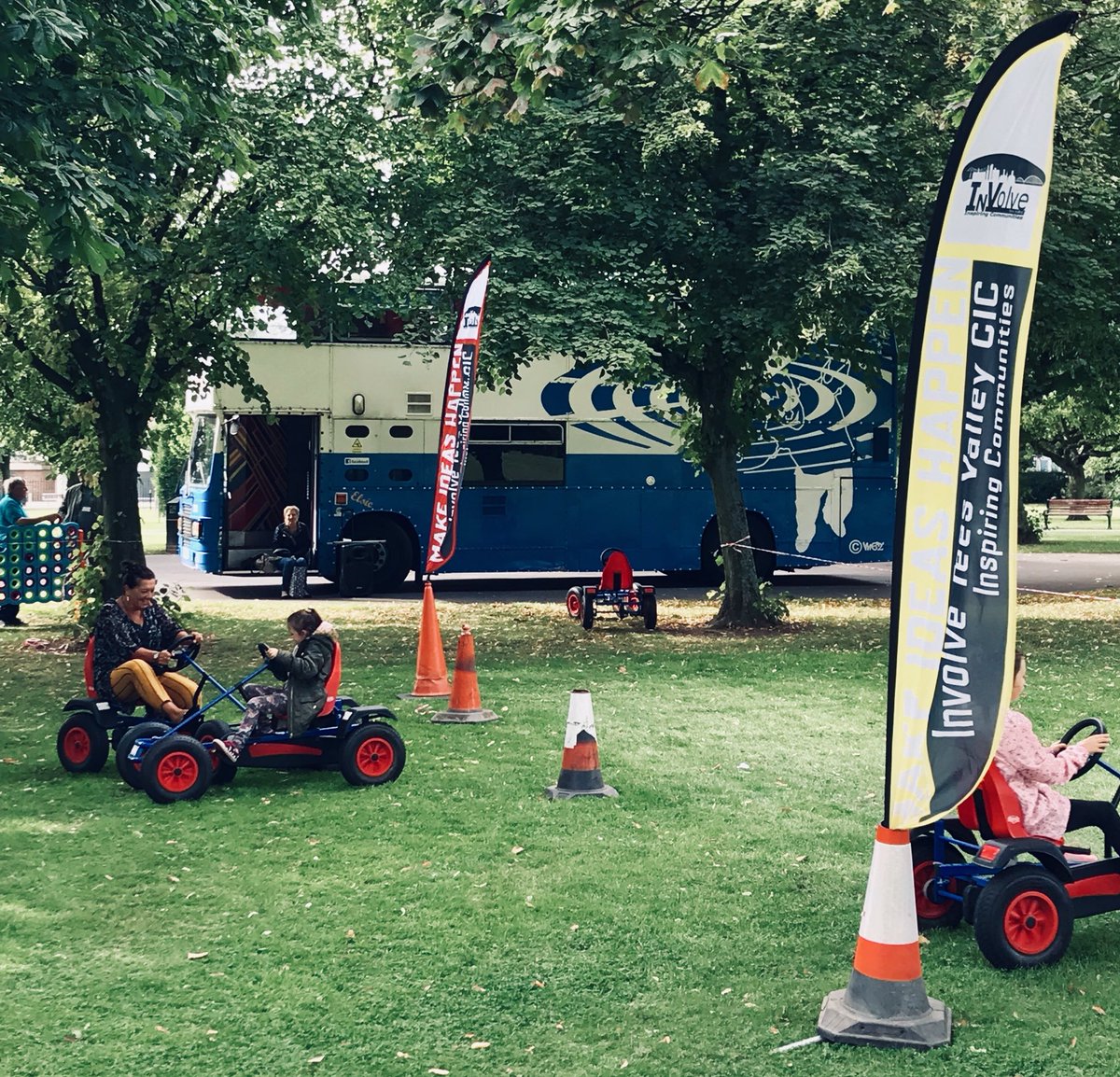 InvolveTees's tweet image. Thanks for having us this morning @BillinghamTC we have such good fun for our final Friday Funday in John Whitehead Park. #youthbus #gokartfun  We love working on our home patch it has made the start of the weekend go with a bang.