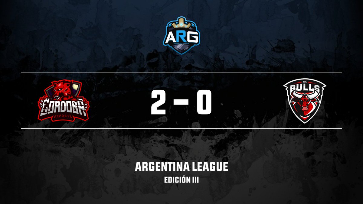 #ARGLeague #Split3

Split 3 I Resultados

Jornada 4 I Día 2 I Match 2

<a href="/CordobaeSports/">Córdoba eSports</a> confirma que es el equipo revelación de esta temporada y vence a <a href="/EvilBulls/">Evil Bulls🐃 (CR) (Cerrado)</a> por 2-0 por lo que junto a <a href="/ACE1_ARG/">ACE 1 Argentina</a> son los únicos equipos invictos de la Liga.
