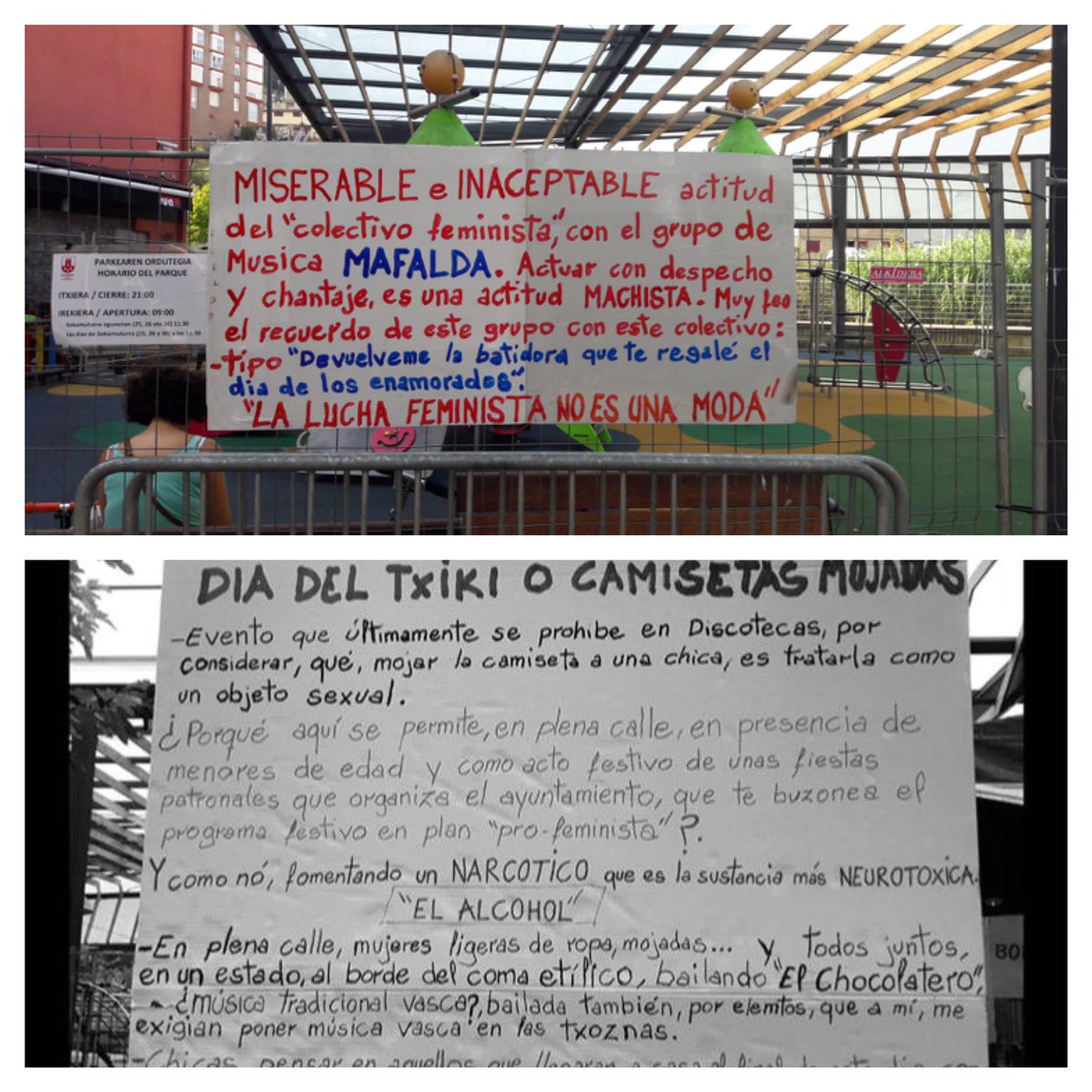 Malako #GuneAskea k argi utzi nahi du: bi aldarrikapen hauek ez direla gureak eta ez dugula bertan esaten denarekin bat egiten. #Elgoibar