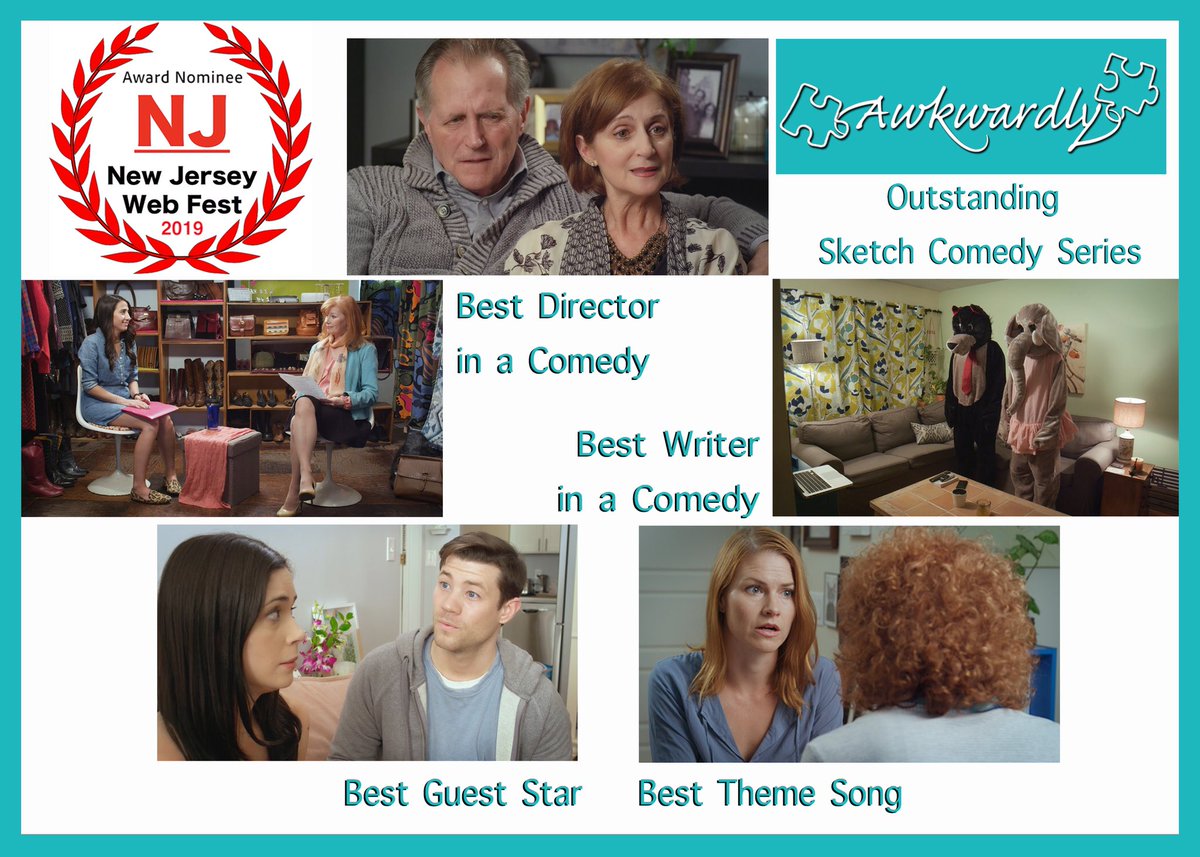 3 wks till @njwebfest!  We’re so proud of our @awkwardlyseries team! 5 noms! @itsnikkicoble @KateWetherhead Saint @pandalise @jenniferedean @MaggieReedworks @kristinmcparker @rebeccabenzell @JessicaAGreen @RyanMetcalfSays @erinandhercello ⭐️⭐️⭐️⭐️⭐️