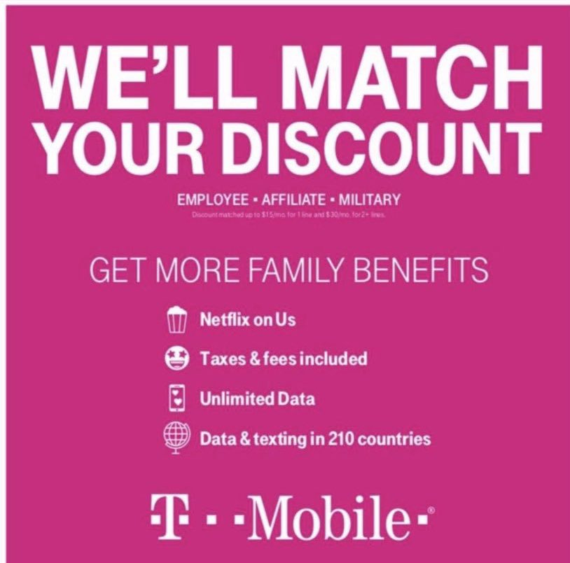 ChadMJames1's tweet photo. There’s no better time to join #UnCarrier... it’s time to Bring Your Own Discount. @TMobile will now MATCH or even Beat your current eligible wireless discounts when you switch service!! Stop in 2731 Edmondson Road Cincinnati, OH 45209 to learn more!!  @ShopRookwood @CinciSusieD https://t.co/UcNsGDxGSQ