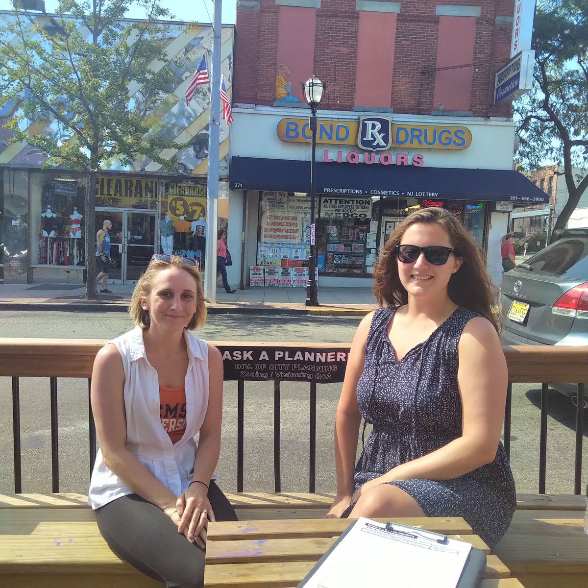 CentralAveSID's tweet photo. Shout out #JerseyCityNJ Planners @TMarione, @lindsey_sigmund, Mallory Clark, & Elias Guseman 4 #CentralAve #AskAPlanner event! Thanks 4 being accessible 2 residents, workers, seniors, & visitors. New appreciation 4 #Parklets, #urbanplanning, #parkingstudy, & #MainStreetCommunity. https://t.co/sjov54dJya
