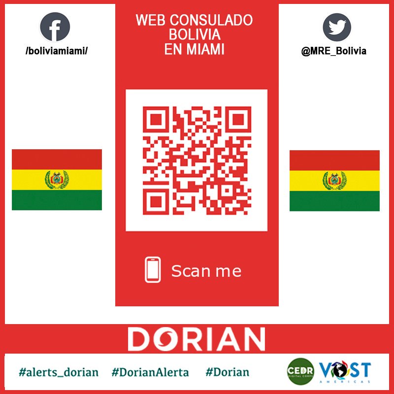 VOSTchile's tweet photo. ¿Estás de visita como turista en #MIAMI ? Mira lo que están recomendando los consulados y cancillerías ante el paso del Huracán #Dorian 
#Argentina #Bolivia #Chile #Colombia 
#alerts_dorian_fl #alerts_dorian #AlertaDorian #Dorian @CEDRdigital @FEMAespanol https://t.co/XuJKBFu20m