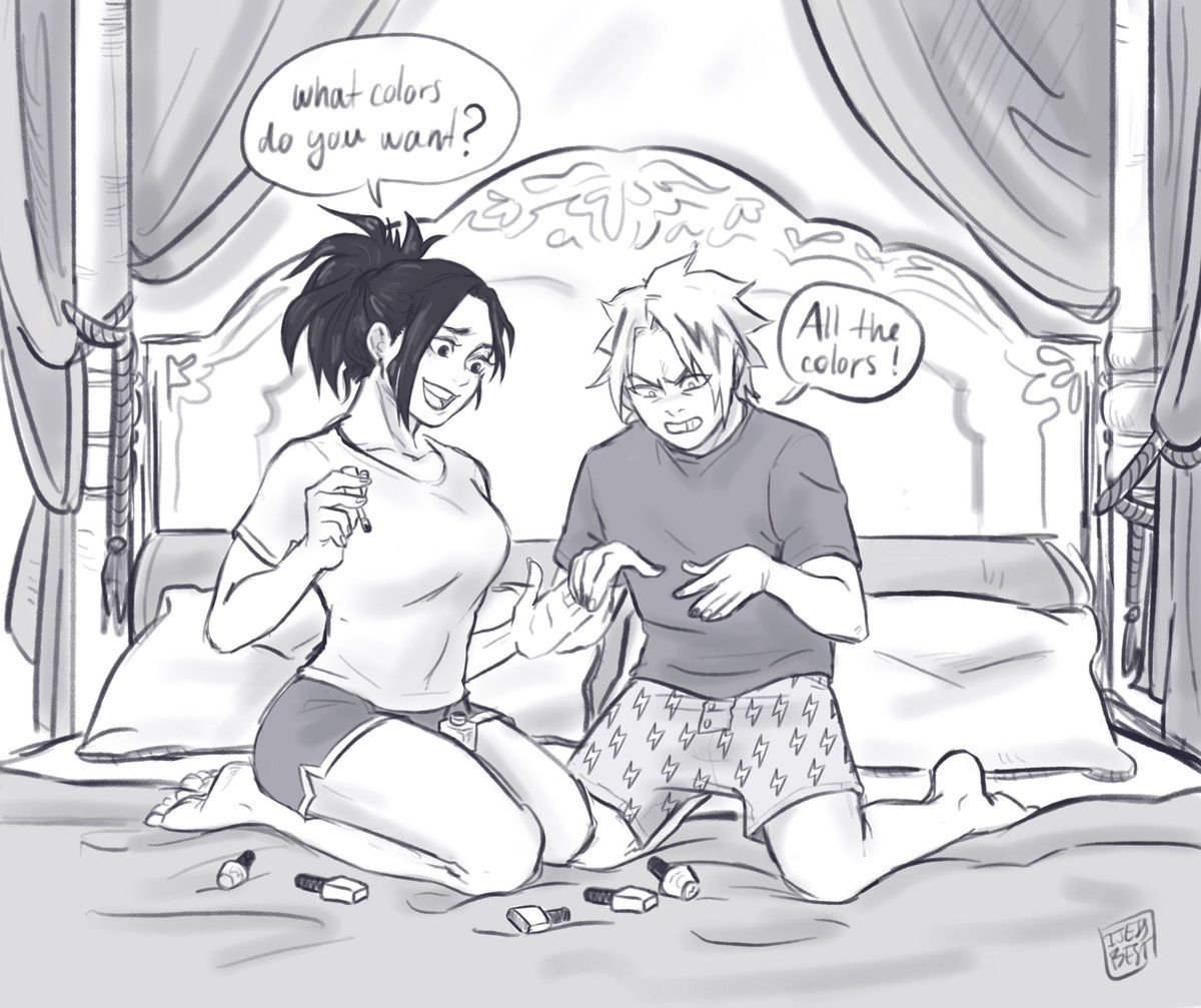 I've been wanting to draw these two together for a while now and here it is. The canon good friends Momo and Kaminari being cute and hanging out.
Enjoy
#BokuNoHeroAcademia #MyHeroAcadamia 