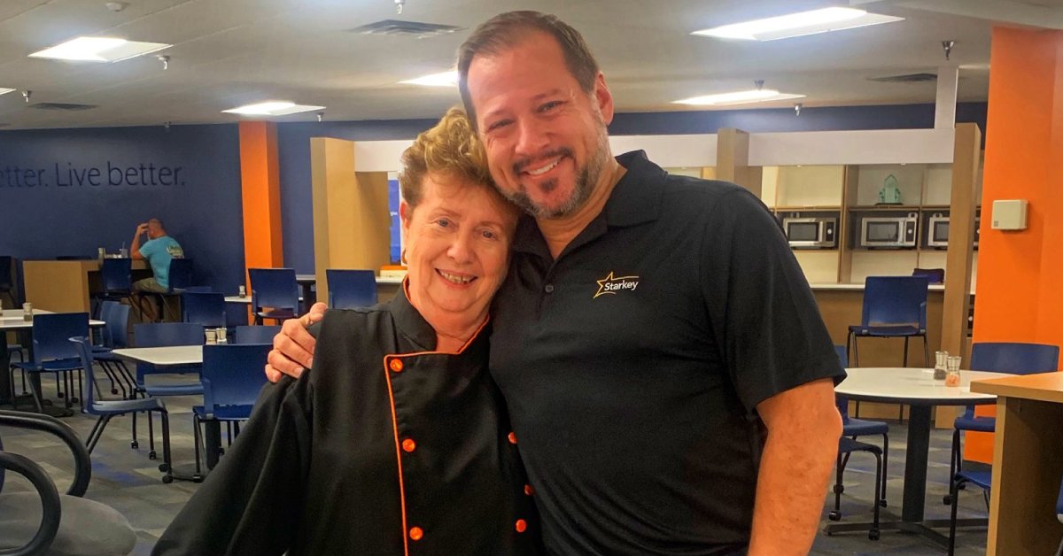BrandonSawalich's tweet photo. A huge thank you to Trish who is retiring today! Trish works in our cafeteria providing wonderful service. She has played an important role at @starkeyhearing. I wish her all the best! #StarkeyStrong https://t.co/Pk9HQNstZY