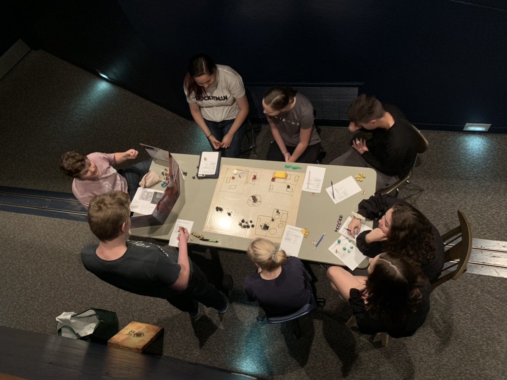 conant_theatre's tweet photo. The adventurers have started their first campaign! So excited to have students and staff sharing a passion. #DandD #SheKillsMonsters #Gerblins #CougarPride https://t.co/qbECVZkLRw