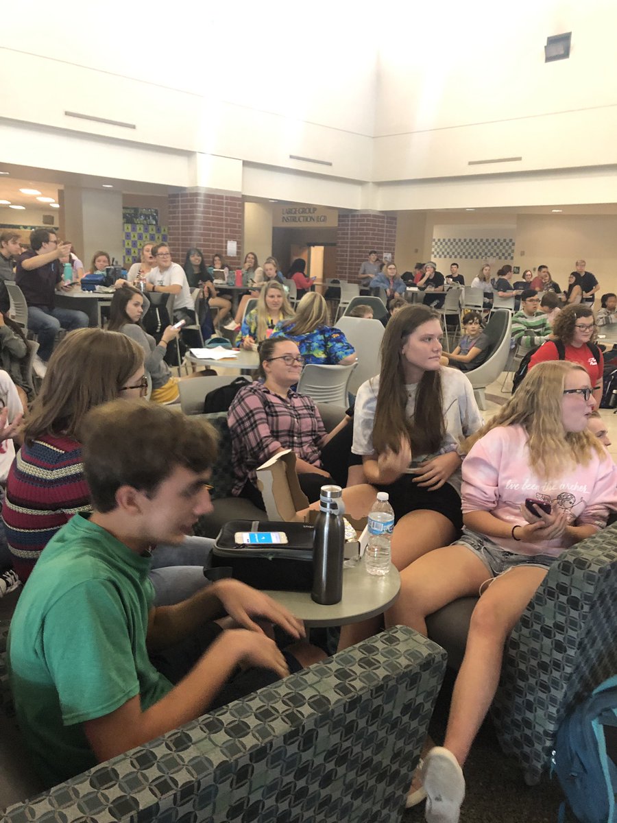 gibbss23's tweet photo. First ever trivia Friday, AKA Friday Farkle in the books! What a great day to see high school students having fun like this! Great idea, Josh and Ken! #werockandrollwithit https://t.co/JVCQqGAcx4