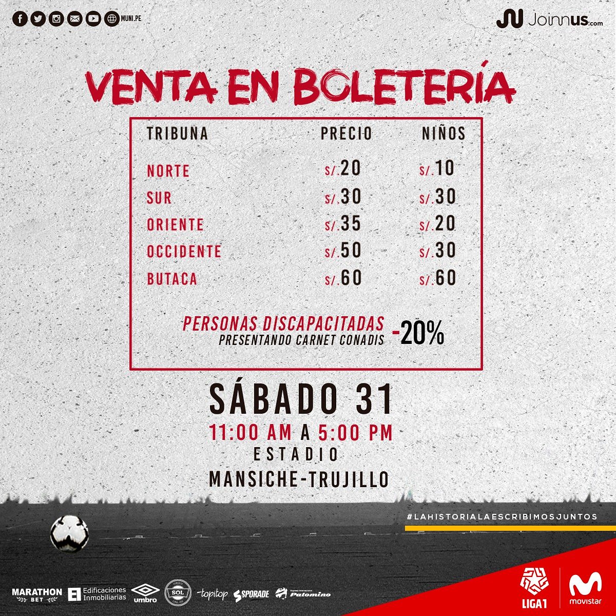 CCDMunicipal's tweet photo. #CDMvsAL

Este Domingo nos enfrentamos a Alianza Lima por la Liga 1 Movistar y queremos sentir todo el apoyo de la hinchada Edil. ¡Déjanos un mensaje de aliento para nuestro equipo!.

 ⚽ Compra tus entradas en boleterías!.

#EchaMuni
#lahistorialaescribimosjuntos https://t.co/MgX5iGlsp5