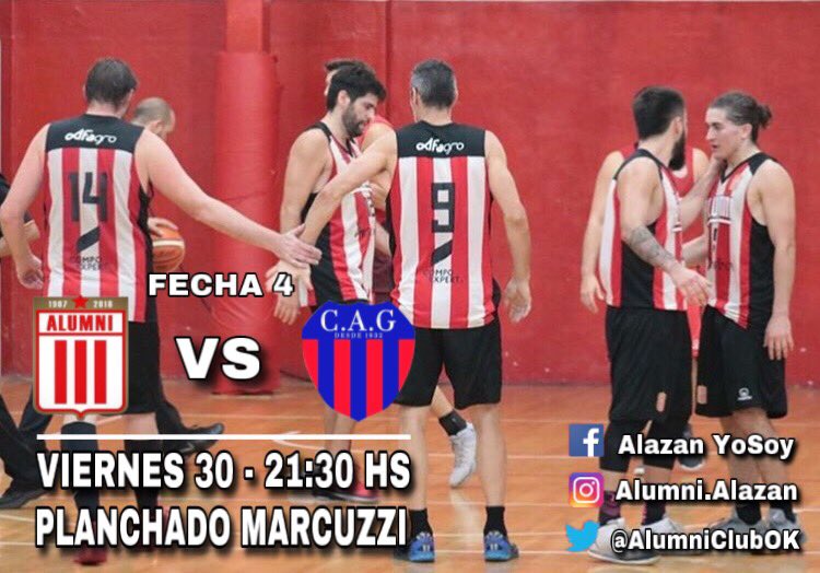 AlumniClubOk's tweet photo. Hoy, Habrá juego en el Planchado Marcuzzi, se jugará la fecha 4 por la zona de Re - Clasificación, donde recibiremos al club Garibaldi a partir de las 21:30 hs , veni a alentar al Alazan esta noche!
#VamosAlazan https://t.co/CEAriZpUw3