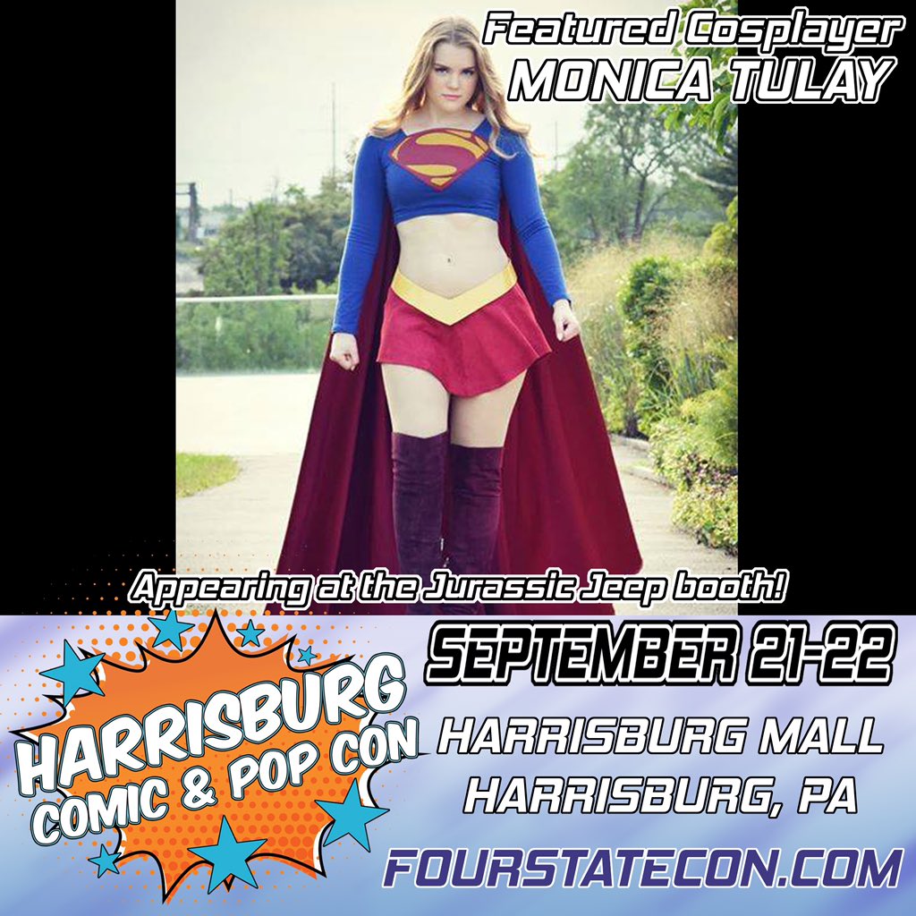 4statecomiccon's tweet image. Monica Tulay will be at the Jurassic Jeep booth during the Harrisburg Comic &amp;amp; Pop Con, September 21-22 at the Harrisburg Mall!
#supergirl #cosplay #cosplayer #harrisburgcomicandpopcon #harrisburg #comiccon #dccomics #supergirlcosplay