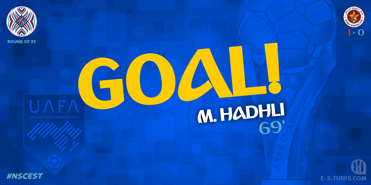 ESTuniscom's tweet photo. ⏱ 69' | #UAFAAC Round of 32 #NSCEST | 🇱🇧@Nejmeh_SC 1⃣-0⃣ @ESTuniscom🇹🇳 : ⚽️ M. Hadhli (NSC) scores! / هدف / But https://t.co/R2XLTjtnc8