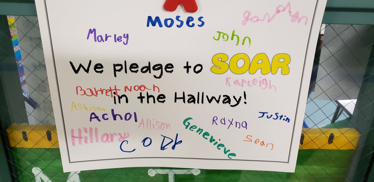 PrincipalMiz's tweet photo. 4 more rooms have taken the pledge to SOAR in the hallway. #MyrtleElementary #PBIS https://t.co/GMHUphSrFx