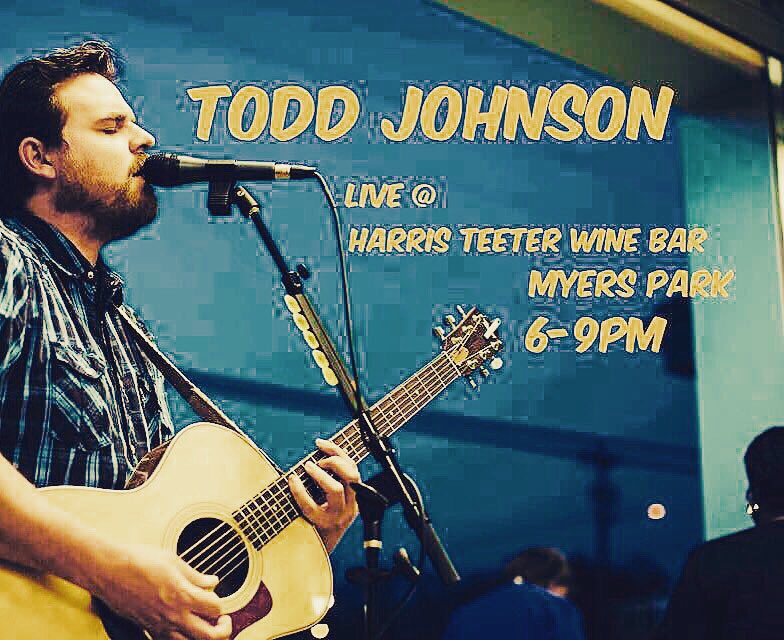 Todd Johnson performing tonight on the terrace🎸🎸 1/2 priced wine glasses all night🍷🍷