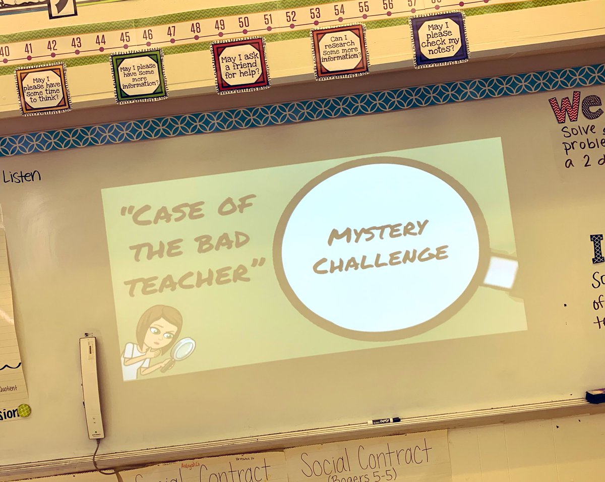 MrsGeorge123's tweet photo. Who did it?! 🔍 Today we are solving “The Case of the Bad Teacher” while solving division problems @ZundyElementary #BeBold #zundykidsdeserveit https://t.co/fXf9rkp1h2