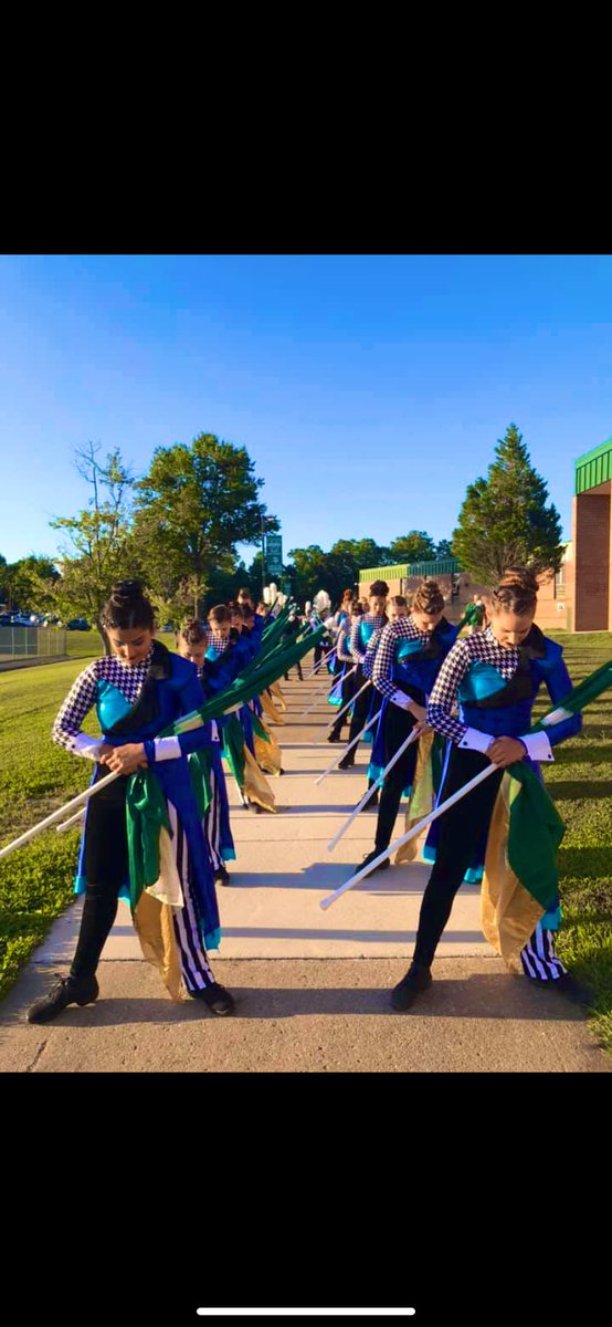 WSHSColorguard's tweet photo. Here we are!! In full uniform + show hair &amp; makeup for last night’s game. Tough loss but the fun overpowered any other emotion! We didn’t perform our show last night, but come out Sept 14th for our Viking Invitational to see us perform the show :) (pic creds to @PrincipalAbney ) https://t.co/mIC4g2GAuC