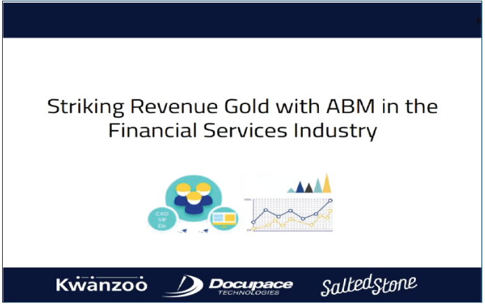 Watch this ABM case study webinar to see how #ABM helped <a href="/docupace/">Docupace</a> drive more pipeline &amp; revenue as they partnered w <a href="/saltedstone/">Salted Stone</a> &amp; Kwanzoo. Featuring <a href="/RickeyBijlani/">Rickey Bijlani</a> Dir. of Marketing at Docupace &amp; <a href="/jfeller30/">Jason Feller</a> Lead Strategist at Salted Stone, w <a href="/iyermani/">Mani Iyer</a> ow.ly/arH850vQ8bE