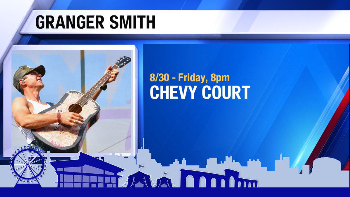 NewsChannel9's tweet photo. Another country artist is making their @NYSFair debut at #ChevyCourt. @GrangerSmith takes the stage at 8 p.m. https://t.co/zwOKhAbrwY