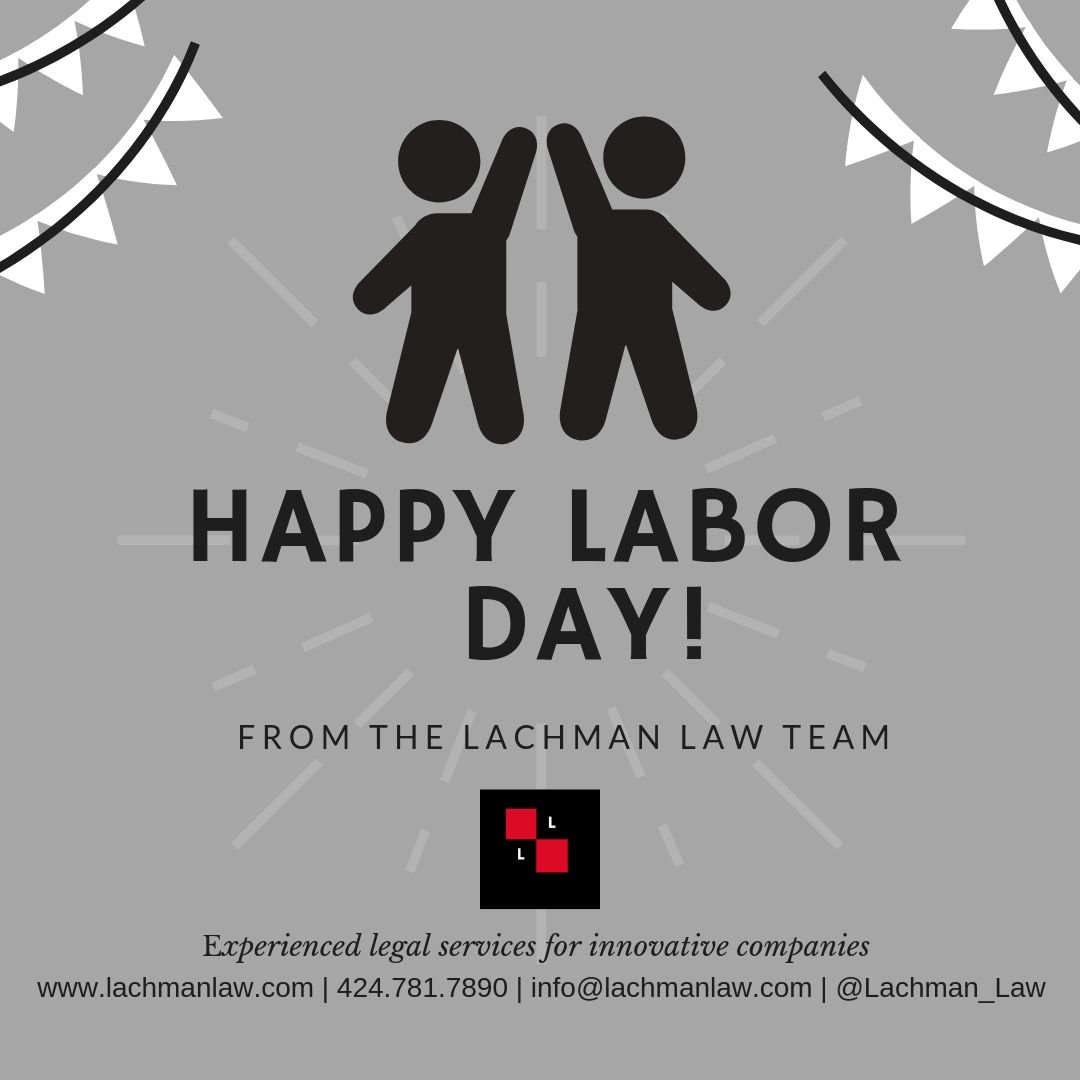 Lachman_Law's tweet photo. We're ready for the long weekend.  Have a safe and Happy #laborday2019 - Next week:  back to helping the innovative companies we're lucky to with! #lawyerlife #dataprivacy #techlaw #corporatelaw #siliconbeach https://t.co/ci7NyWOmYz