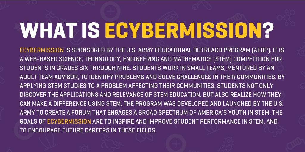 ecybermission's tweet photo. You can too can join the mission from absolutely ANYWHERE! eCM is a web-based #STEM competition for 6-9th graders and its completely free! Put yourself to the challenge and join us for #ecyber20 https://t.co/ruyto0QM6C #TGIF #FridayFeeling https://t.co/S9jRPeV6NI