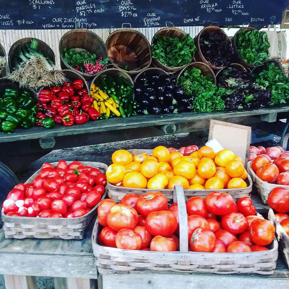PikeFarms's tweet photo. Ripe tomatoes, fresh basil, and eggplant ready to roasted or grilled! Stop by and say hello this weekend 😀 #PikeFarms https://t.co/A6HsxBElFq