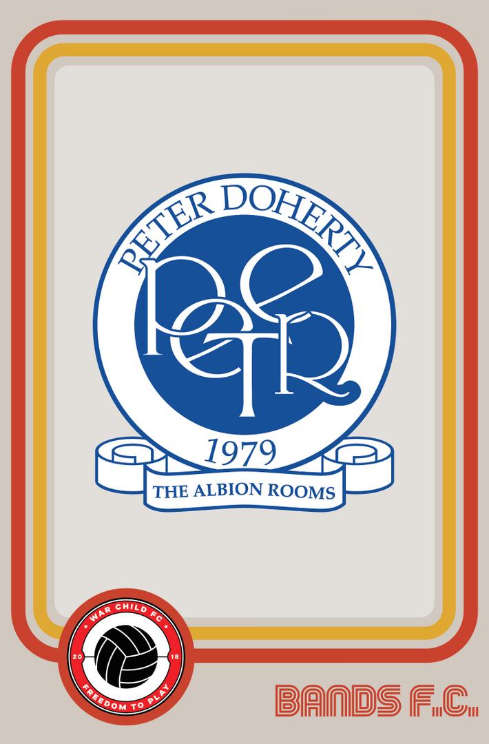 petedoherty's tweet image. Peter's @_Bands_FC crest is available to buy as part of an enamel badge twin set with @WarChildUK. Only 500 badge sets are available with all proceeds going to #WarChildFC programmes.

Grab one now: bandsfc.com