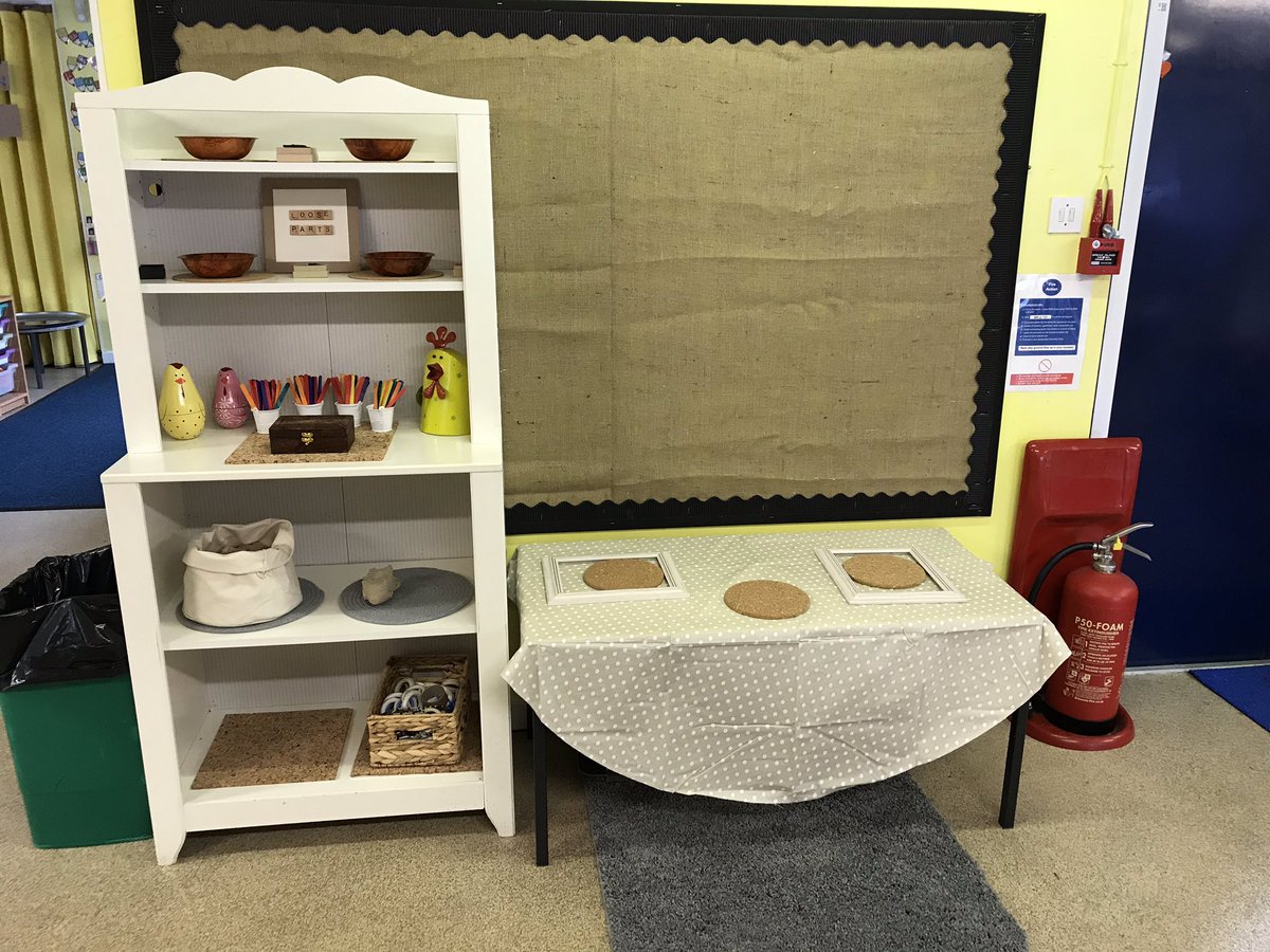 #EYFSwow #EYTalking nursery classroom updates- loose parts with hessian backed board bringing some calm