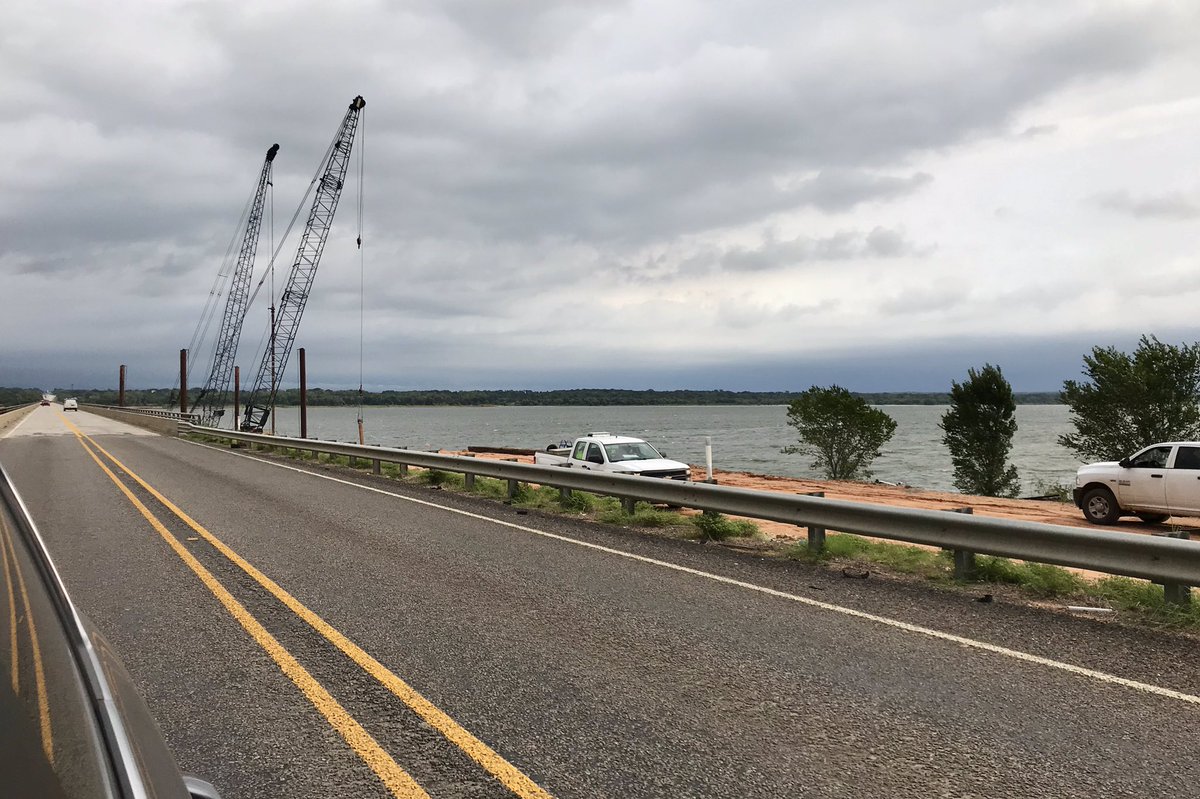 Caught this photo before the storm blew in. Working on the new Willis Bridge.