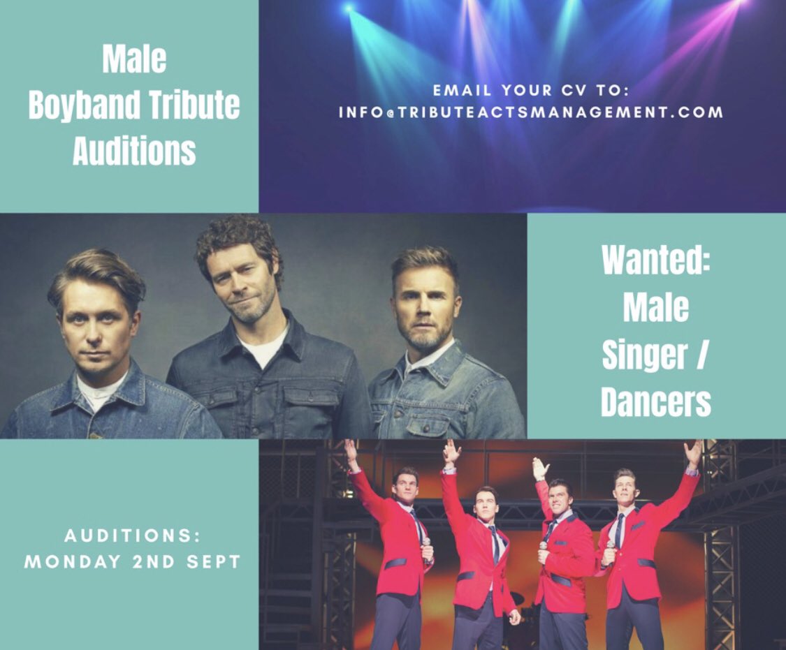 **LAST CHANCE - PLEASE SPREAD THE WORD** MALE SINGER / DANCERS - AUDITIONS THIS MONDAY EVENING!

Numerous opportunities to work for our management <a href="/TributeActsMan/">TributeActManagement</a> Please do get in touch! 😃