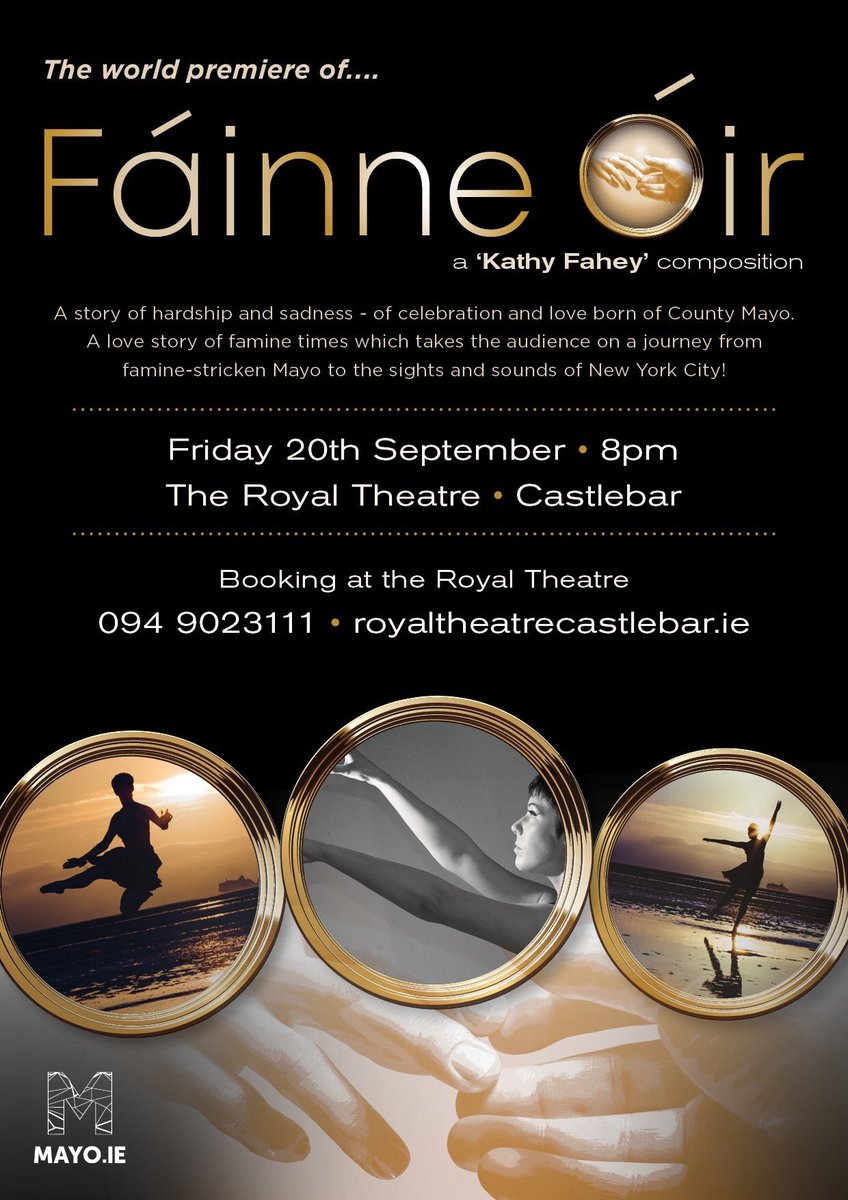 Just 3 weeks until the world premier of <a href="/FainneO/">Fainne Oir</a> in Castlebar. Hope to see lots of Mayo friends and neighbours at it!