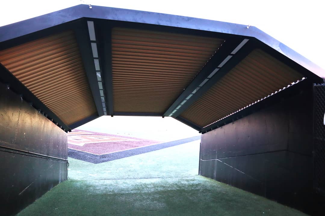 facilities_wmu's tweet photo. We finished the installation of the new player tunnel canopy at Waldo Stadium, just in time for the first home game. Good luck tomorrow night, @WMU_Football! π΄π #FMProjects #LetsRide #WeWillReign https://t.co/aWknXZ6vhN