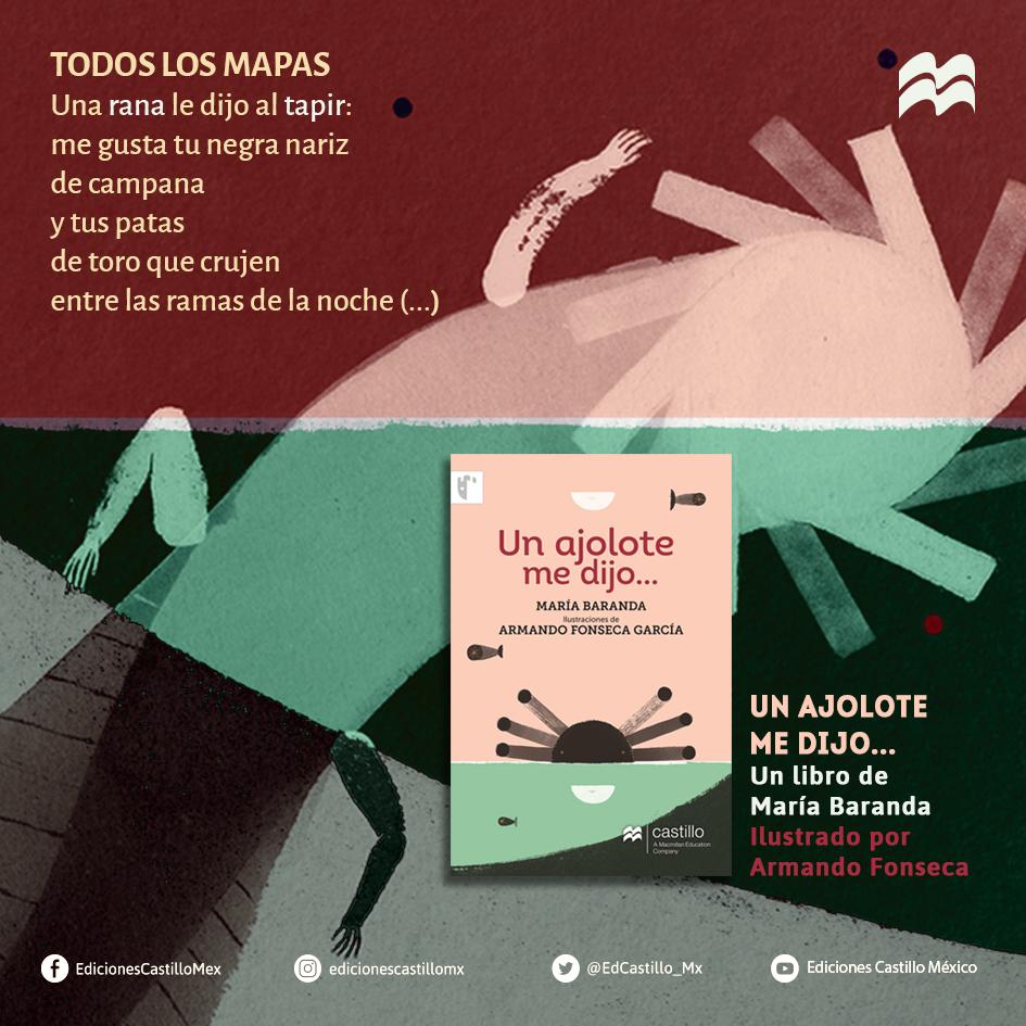 EdCastillo_MX's tweet photo. “Un ajolote me dijo…”, de #MariaBaranda e ilustrado por @fonsecailustra, es un poemario que celebra la creatividad, los sueños y la riqueza faunística de América Latina. Libro ganador del Premio @CuatrogatosLIJ 2018. #LIJ #Ajolote #Letras https://t.co/PCDLnCkmYi