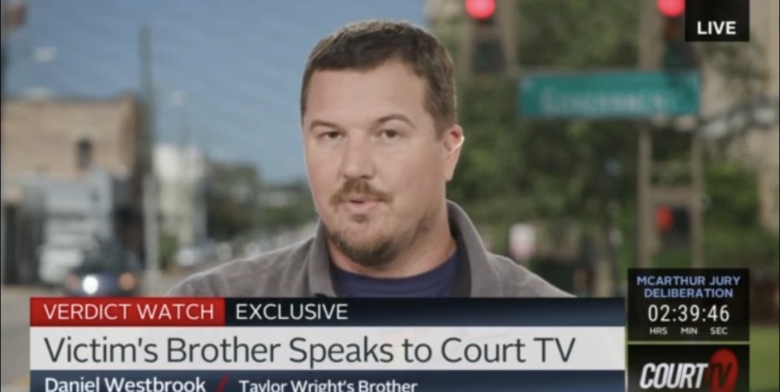 ChanleySPainter's tweet photo. NOW: the victim’s foster brother Daniel Westbrook is LIVE on @CourtTV ⚖️
#FLvMcArthur
#CourtTV
#AshleyMcArthur
#TaylorWright https://t.co/ZLHmMeaZo9