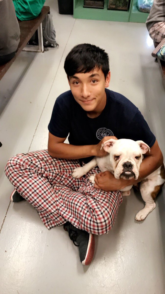 Tater Tot came to school today on pajama day to get groomed #Teachag