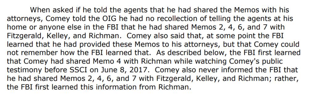 The FBI says they learned about the sharing of the now classified memos from Richman. Wonder if they were spying on Comey or his attorneys after he left?