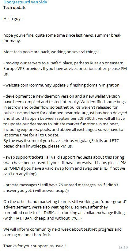 JohanNL14's tweet photo. Nice to hear from #Darkpay 😍😍😍😍😍. A few updates👍👍

#darkpay #bitcoin #altcoins #crypto #masternodes #coldstaking #electra #daps #privacycoin #darkpaymarket #coinmarketcap #STEX https://t.co/AVjaFdZY3e